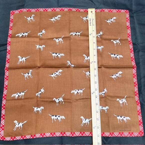 Unused-  DOGS Burberry Men-Women Miniscarf/Handkercotton 19" Dark Brown  Nova(85 - Picture 5 of 9